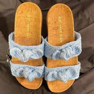 Anne Klein Light Blue Braided Slide Sandals